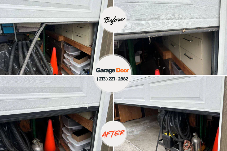 Before and after: garage door repair Rose Hill, KS